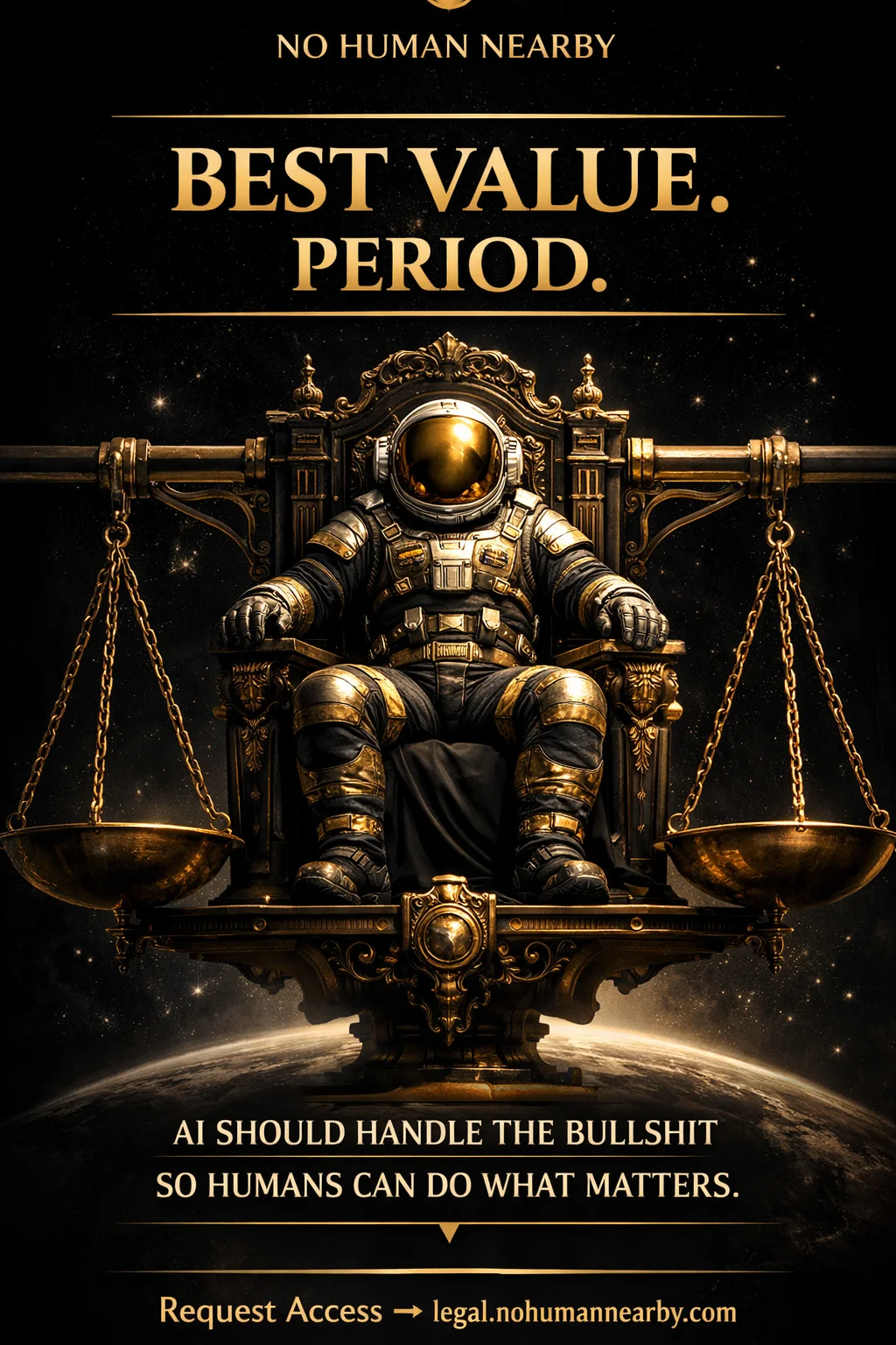 Best Value. Period. - Astronaut on golden throne